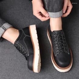 Casual Shoes Classic Retro Handmade Mens Oxford Top Comfort Men Fashion High Quality Leather Thick Soled Non-slip Work