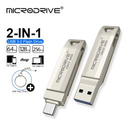 Top Quality Type-C OTG USB 3.0 Flash Drive 64GB 128GB Pen Drive Smart Phone Memory USB Stick 256GB USB C 3.0 Dual Double Plug