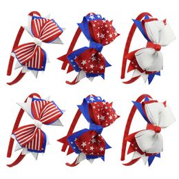 Flickas amerikanska flagghår pinnar American Independence Day Bow Hair Hoops Swallowtail Headwear National Day Gifts Kids Hair Accessories Plastiska pannband