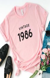 Women039s TShirt Vintage 1986 Tshirts Causal Cotton Graphic Tee Shirt Birthday Letter Print Tops Women Fashion Tees White Sum8673197