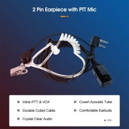 Retevis EAK006 PTT/VOX Switch Headset Covert Acoustic Tube 2Pin Earpiece for Baofeng UV 5R RT622 RT3S RT81 RT86 Walkie Talkie