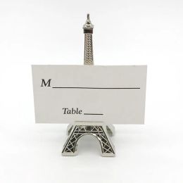 50PCS Paris Theme Wedding Favours Silver Finished Eiffel Tower Place Card Holder Party Decoratives Table Centrepiece Photo Name Cards ZZ