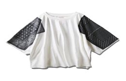 Kapital cashew flower square scarf trend loose drop shoulder stitching short sleeve Tshirt for men and women DLJJ4285875
