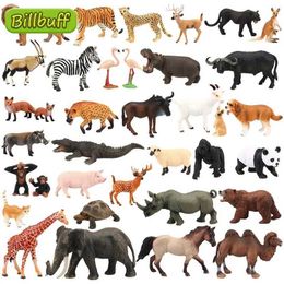 Novelty Games Simulation Wild Zoo Animal Chimpanzees Lion Tiger Horse Model Action Figures Bear Hippo Ostrich Rhino Figurines toy for children Y240521