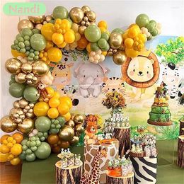 Party Decoration 112PCS Jungle Safari Theme Balloon Garland Arch Kit - Green And Orange Animal Decorations Suitable For Birthday Parties