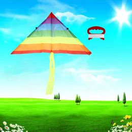 Kite Accessories Rainbow kite with 50 Metre kite string childrens flying bird kite Windsock outdoor toy childrens gift garden cloth toy WX5.21