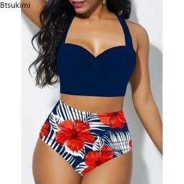 Plus Size 4XL 5XL Women Sexy Push Up Bikini Set High Waisted Swimsuit Floral Bathing Suit Swimwear Summer Bathing Suit Female