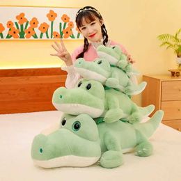 Plush Cushions New Soft Big Eyes Crocodile Plush Toy Fluffy Full Stuffed Animal Pillow Doll Jungle Green Giant Alligator Kids Birthday Gift