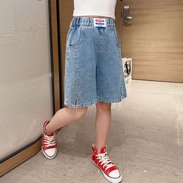 Girls Denim Summer New Kids Casual Splicing Beach Holiday Jean Shorts Clothes for Teenagers Children Half Pants 4-14 Year