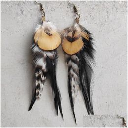 Dangle & Chandelier Bohemina Ethnic Tribe Natural Feather Earrings Retro Drop Delivery Jewellery Dhgarden Dhqvq