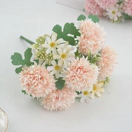Decorative Flowers Artificial Flower Faux Silk Realistic Chrysanthemum Dandelion Centrepiece For Wedding Party Decor Table