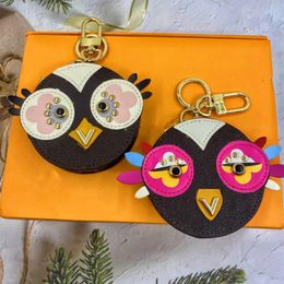 Luxury Owl Keychains Designer Animal Fur Chick Car Keyring Chain Charms Leather Coin Cards Keys Holder Purse Zipper Pocket Bag Pendant with Box
