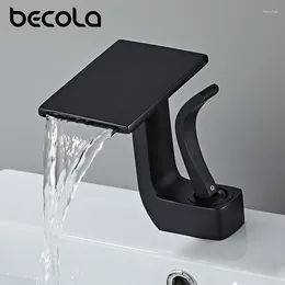 Bathroom Sink Faucets Becola Waterfall Basin Black Chrome Brass Faucet Taps Single Handle Deck Mounted And Cold Mixer Tap