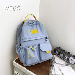 Backpack Canvas 14 Inches Solid Colour Schoolbag Waterproof Leisure Back Pack Female Male Junior High School Campus Backpacks