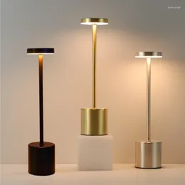 Table Lamps LED Touch Desk Lamp Rechargeable Metal Lights 3 Color Dimmable Bedside Modern Style Bedroom Bar Dinner Decor Lighting