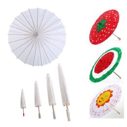 White Paper Umbrella Women Vintage Dance Wedding Party Photography Prop Kids DIY Painting Supplies L2405