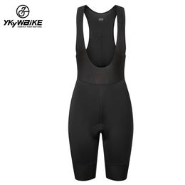 YKYWBIKE Women Cycling Bib Shorts Suspenders High Elastic Quick Dry Bike Black Trousers Bicycle Tights Pants Gift 240521