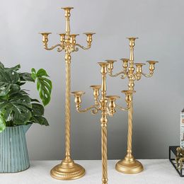 63/73/89cm Metal Candelabra 5 Arms Gold White Silver Candle Holders Candlestick for Wedding Table Decorations Pillar Decor 240521