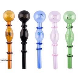 CSYC Y146 Smoking Pipes About 14cm 30mm OD Bowl Oil Burners 2 Colourful Dots Boro-glass Stand Glass Pipe Top