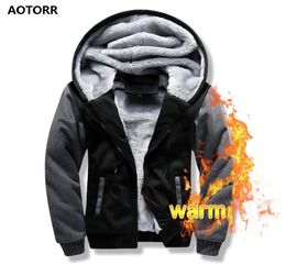 New Men Winter Hoodies Thick Warm Fleece Zipper Hoodie Coat Men039s Sportwear Hooded Sweatshirts Street Outwear Plus Size S5XL4132602