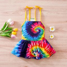 Dog Apparel Tie Dye Summer Dress Cat Skirt For Small Medium Girl Princess Puppy Kitten Lightweight Breathable