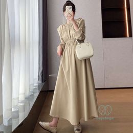 2024 Spring Maternity Long Dress Fashion Elegant A Line Slim Clothes for Pregnant Women Charming Ruffle Pregnancy Party Clothing L2405