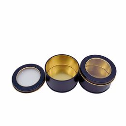 12pcs 110ml Round Aluminium Jars with clear window Empty Cosmetic Metal Tin Containers Sample Packaging Cans Box Black Gold 2oz