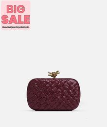 Designer Luxury Bag Knot BotegaVeneta Foulard Intreccio leather minaudiere with signature knot detail Barolo