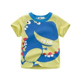 T-shirts ummer Clothing TShirt Cartoon Animals Baby Kids Boys Girls Children Cotton Short Sleeves S Lion Monkey Print Tee Red Car Toddler Y240521