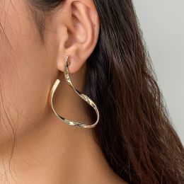 Creative Irregular Asymmetrical Metal Drop Earrings Women Punk Gold Colour Piercing Earrings Accessories Jewellery Gifts