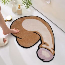 Creative Door Mat Super Soft Wear Resistant Polyester Decorative Penis Modelling Bath Rug Door Carpet Bathroom Supplies 240516