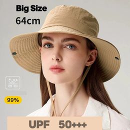Big size Hiking Waterproof Summer Sun hat Women UPF 50 Bucket Hat Wide Brim Bonnie Outdoor Fishing Fisherman 240515