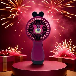New Cute Cartoon Bear Fan Summer Student Couple Mini Handheld Powerful Cute Electric Fan Large Wind Factory Wholesale Stock