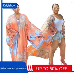 Ethnic Clothing Europe Fashion 2024 Summer Casual Print Patchwork Cardigan Plus Size Silk Collar Sexy Lady Swimwear Outerwear Kimonos