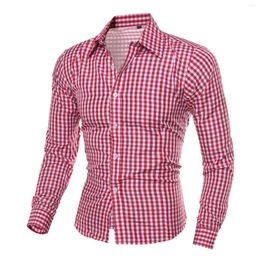 Men's Casual Shirts Plaid Button Shirt Men 2024 Summer Long Sleeve Slim Fit Mens Dress Cheques Gingham Chemise Homme