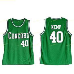 Mens Shawn Kemp #40 Concord High School Basketball Jersey Cheap Vintage Green Shawn Kemp Stitched Basketball Shirts