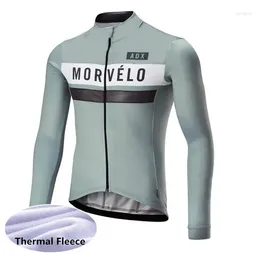 Racing Jackets Morvelo Warm Up Winter Men Thermal Fleece Cycling Jersey High Quality Clothing Bike Shirt Wear Mtb