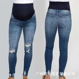 2023 New Summer Autumn Fashion Maternity Jeans High Waist Belly Skinny Pencil Pants Clothes for Pregnant Women Pregnancy L2405