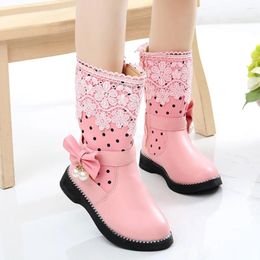 Boots MUQGEW 2024 Winter Toddlers Infant Kids Baby Girls Butterfly Shoes Knot Princess Lacets Chaussure Couleur
