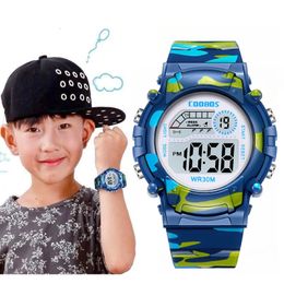 COOBOS Children Watch Navy Blue Camouflage Kids Watch Sport LED Digital Watch Waterproof Luminous Watches For Student Boys Girls 240520