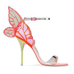 Free shipping 2019 New style Ladies patent leather sexy high heel 3D butterfly Print Sophia Webster open toe SAN 7e6