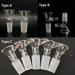 14mm Male Glass Bowl Pieces Hookah 3 Types of Funnel Joint Downstem Smoking Accessories Handle Pipe Bong Oil Dab Rigs LL