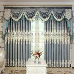 Curtain Custom Light Luxury Curtains For Living Room Hollow Gold Silk Embroidered Chenille Screen Bedroom Finished Product