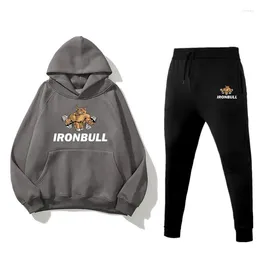 Men's Tracksuits IRONBULL Printed Set Hooded Sweatpants Running 2024 Energetic Two-piece Autumn/winter Casual Sportswear Comfortable