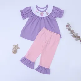 Clothing Sets Toddler Suit Baby Girl Pink Clothes Set 2pcs Cotton Brithday Embroidery Bodysuit Sleeve T-shirt Outfits Pants For 1-8T Babi