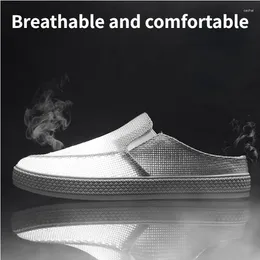 Casual Shoes Man Half Slipper Summer Slippers Breathable Canvas Soft Bottom Lightweight Walking Shoe Vulcanised
