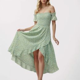 Party Dresses Summer Women Dress 2024 Elegant Off Shoulder A Line Swing Midi For Fashion Backless Chiffon Casual Floral