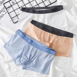 Underpants Summer Panties For Men Ice Silk U Convex Pouch Boxer Shorts Sexy Ultra-thin Seamless Mens Underwear Cueca Breathable