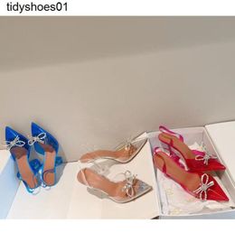 High version Amina muadi Rhinestone bow aigass high heels wine glass heel sandals crystal shoes women2281978