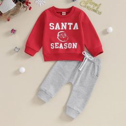Clothing Sets Listenwind Baby Boys Pants Set Long Sleeve Letters Santa Claus Print Sweatshirt With Elastic Waist Sweatpants Christmas